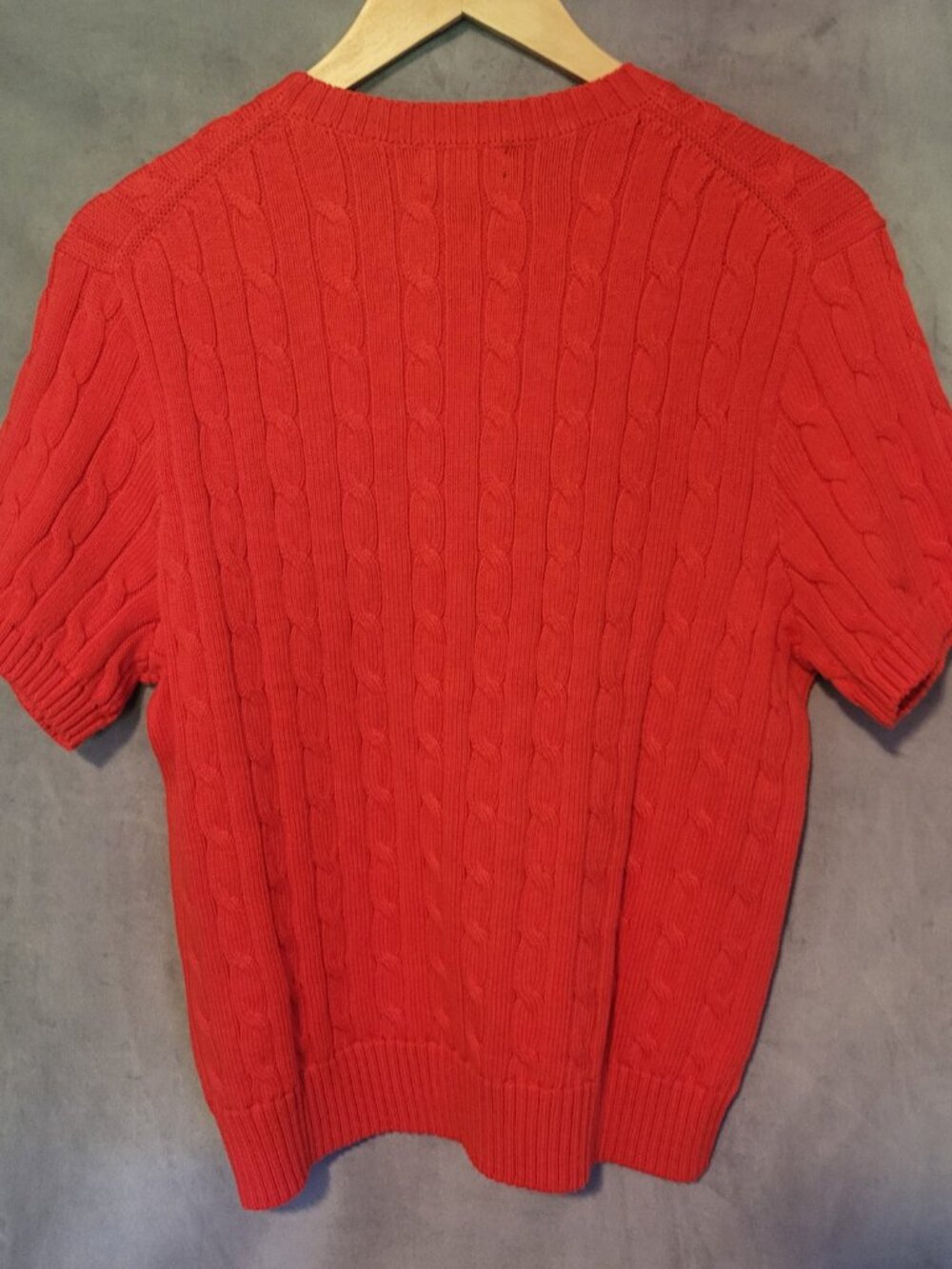 Polo Ralph Lauren Salmon Red Cable-Knit Short Sleeve Crew Pullover Sweater L/XL - Picture 2 of 13
